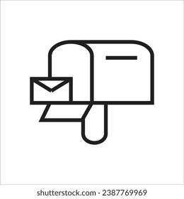línea de icono de vector de cuadro de correo nueva