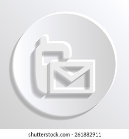 Mail box - vector icon with shadow on a grey button