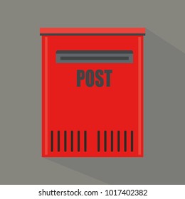 Mail box vector illustration in the flat style. Red mail box post. Mail box isolated from background.
