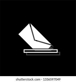 Mail box. White flat simple icon with shadow