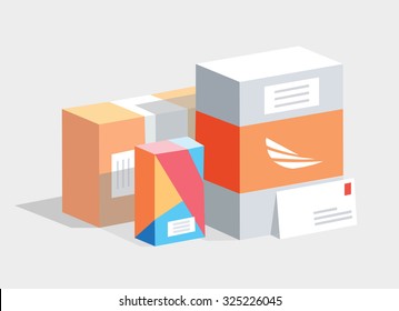 Mail boxes of different sizes awaiting for reciever