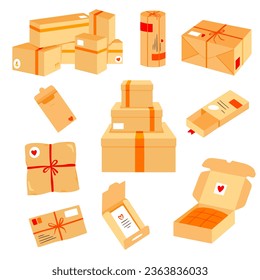 Mail boxes, parcels, shipping set