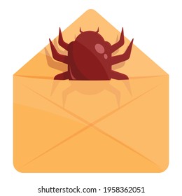 Icono de error de correo. Caricatura del icono vector de error de correo para el diseño web aislado en fondo blanco