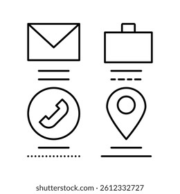 mail, business call and location line icon vector. mail, business call and location sign. isolated contour symbol black illustration