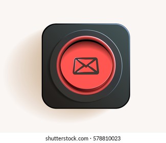 mail  button with letter. concept of support, spam, document, counter incoming, mobile apps. isolated on black background. flat style trend modern logo design vector illustration