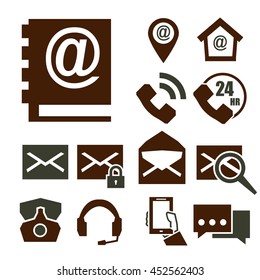 mail and call icon set