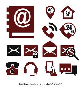 mail and call icon set