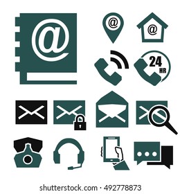 mail and call icon set