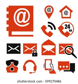 mail and call icon set
