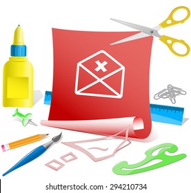 mail cancel. Paper template. Vector illustration.