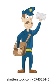 Mail Carrier With Bag And Letter 