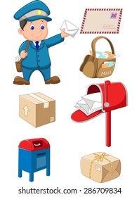 Mail Carrier With Bag And Letter