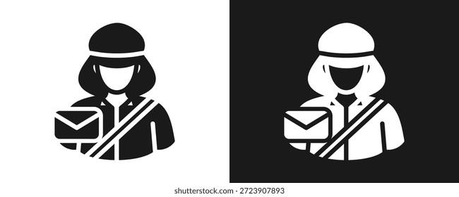 Icono Del Portador De Correo Conjunto De Glifos En Fondo Blanco Y Negro