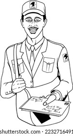 Ilustración de portador de correo en el vector de trabajo