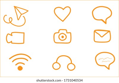 Mail cartoon line icon set vector 