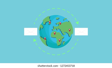 mail cartoon vector. free space for text. copy space. earth cartoon vector.