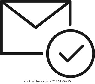 Mail with check mark icon. Quality Control Illustration.