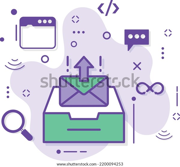 Mail Client UI Stock\
illustration, Send All Interface, Outbound inbound mail Server\
vector icon design, Cloud computing and Web hosting services\
Symbol, Outbox Concept