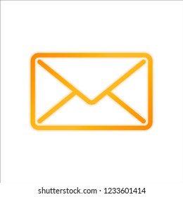 mail close icon. Orange sign with low light on white background