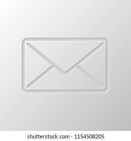 mail close icon. Paper design. Cutted symbol. Pitted style