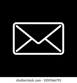 mail close icon. White icon on black background. Inversion