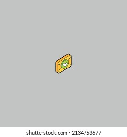 Mail and cloud 3D isometric outline color icons