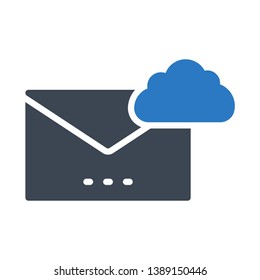 mail cloud glyph double color icon
