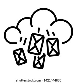 Mail cloud service icon. Outline mail cloud service vector icon for web design isolated on white background
