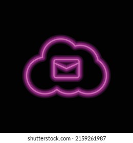 Mail, cloud simple icon vector. Flat design. Purple neon style on black background.ai