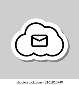 Mail, cloud simple icon vector. Flat design. Sticker with shadow on gray background.ai