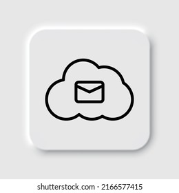 Mail, cloud simple icon vector. Flat design. Neumorphism design.ai