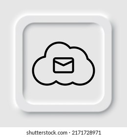 Mail, cloud simple icon vector. Flat design. Neumorphism design.ai