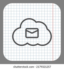 Mail, Cloud einfache Symbol Vektorgrafik. Flaches Design. Auf Graphpapier. Grauer Hintergrund.ai