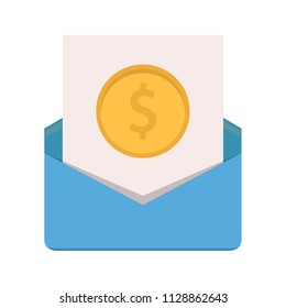 Mail and coin vector. free space for text. wallpaper. background.