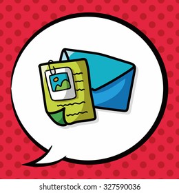 mail color doodle, speech bubble