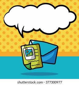 mail color doodle, speech bubble