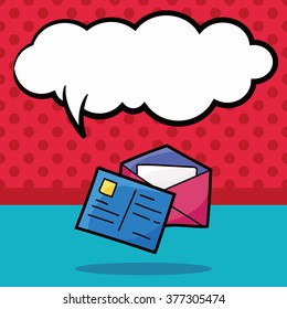mail color doodle, speech bubble
