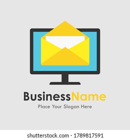 Mail computer or envelope icon vector logo template. Suitable for business, web, technology, social media