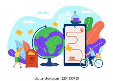 Mail concept, messages and communication by post or internet, send letters vector illustration. Marketing e-mail . Mailbox and envelopes.