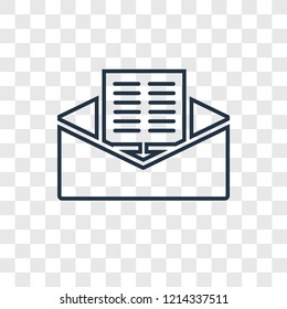 Mail concept vector linear icon isolated on transparent background, Mail concept transparency concept in outline style