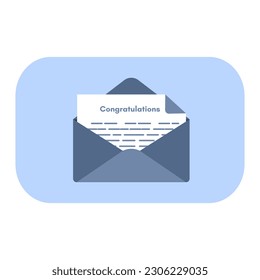 mail with a congratulations message inside. 