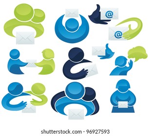 mail, connection and communication.  Vector collection of icons
