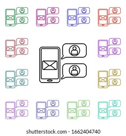 Mail from contacts multi color style icon. Simple thin line, outline vector of sosial media network icons for ui and ux, website or mobile application