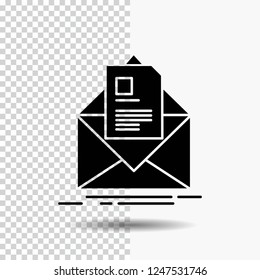 mail, contract, letter, email, briefing Glyph Icon on Transparent Background. Black Icon