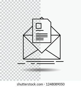 mail, contract, letter, email, briefing Line Icon on Transparent Background. Black Icon Vector Illustration