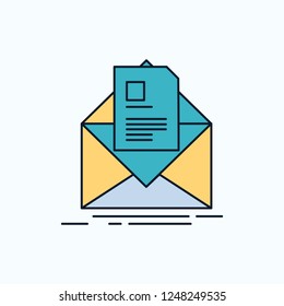 mail, contract, letter, email, briefing Flat Icon. green and Yellow sign and symbols for website and Mobile appliation. vector illustration