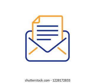 Mail correspondence line icon. Read Message sign. E-mail symbol. Colorful outline concept. Blue and orange thin line color icon. Mail correspondence Vector