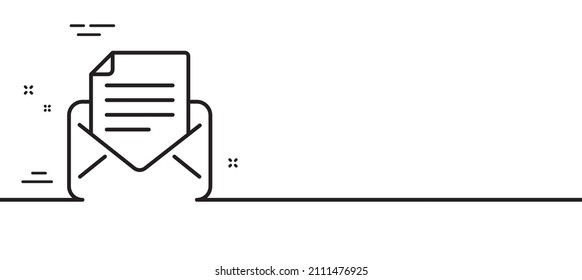 Mail correspondence line icon. Read Message sign. E-mail symbol. Minimal line illustration background. Mail correspondence line icon pattern banner. White web template concept. Vector