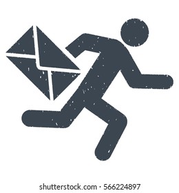Mail Courier grainy textured smooth blue icon for overlay watermark stamps. Flat symbol with scratched texture. Dotted vector ink rubber seal stamp with grunge design on a white background.