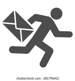 Mail Courier Icon From Man Poses Set. Style: Monochrome Gray Icons, Rounded Corners, White Background.